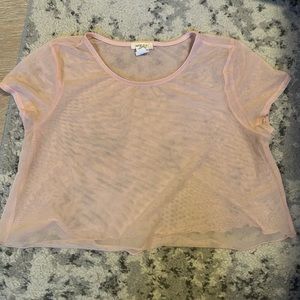 Cropped see-through mesh top